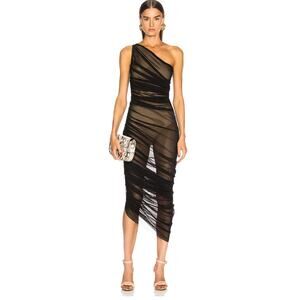 Norma Kamali Diana Gown in Black Mesh